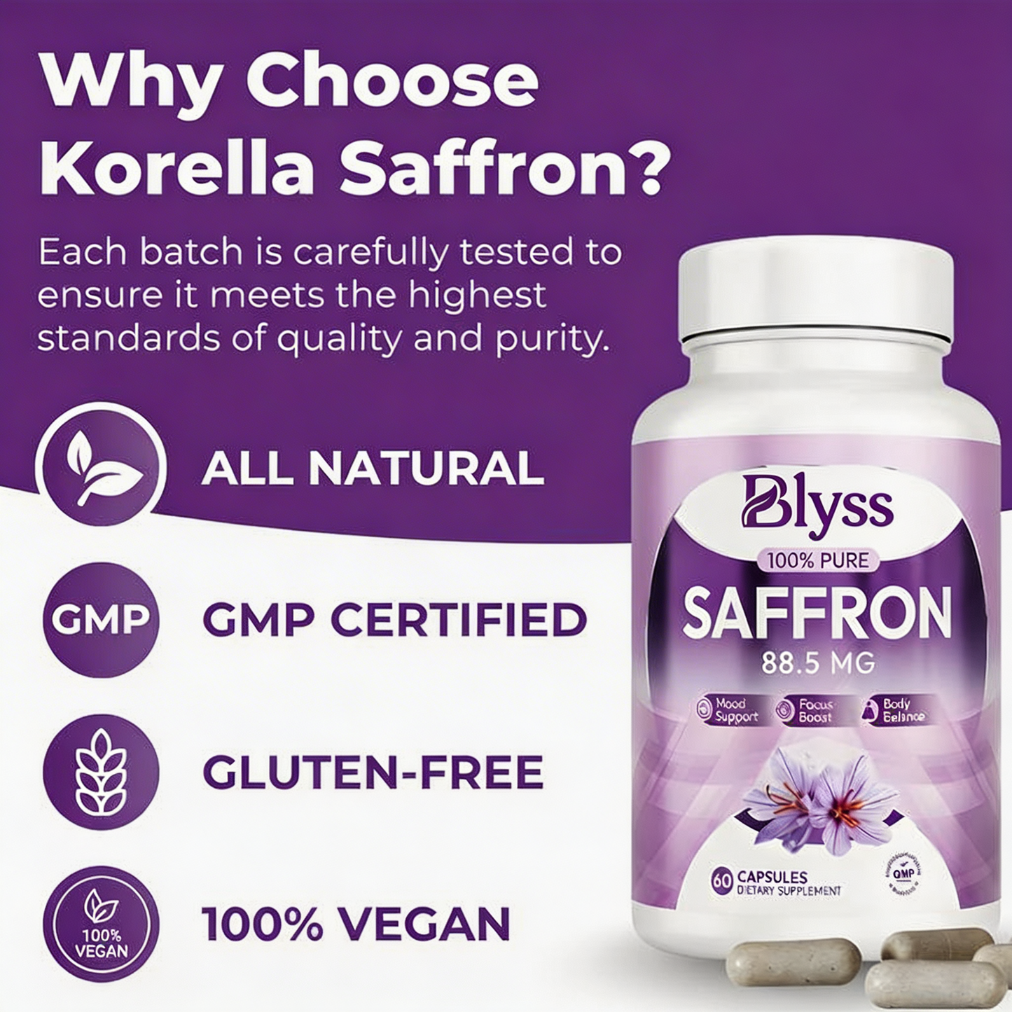 Blyss Saffron Extract for Stress, Mood & Focus